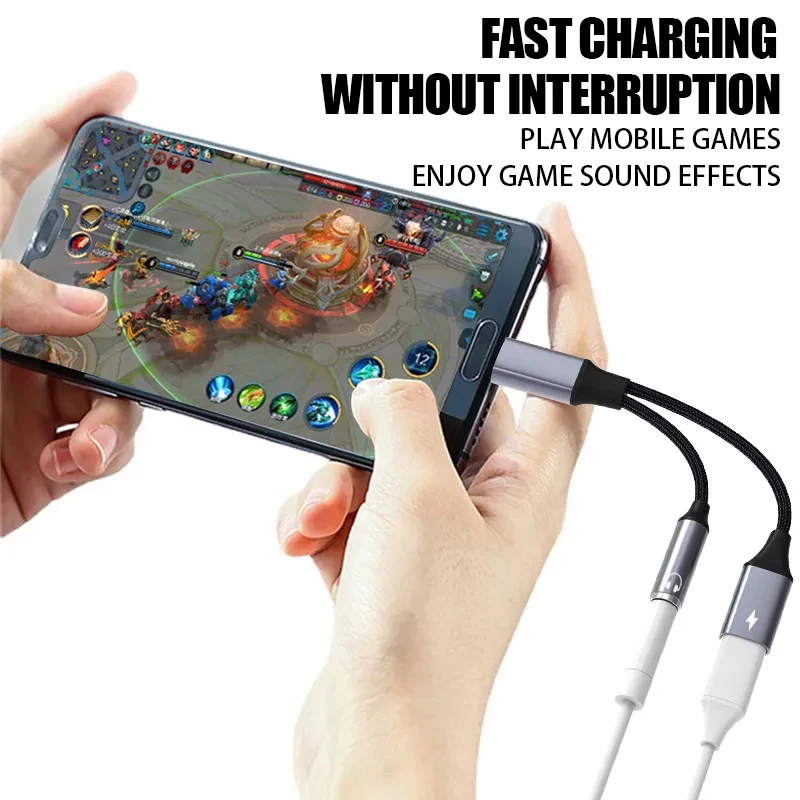 2 in 1 USB Type C To 3.5mm Aux Audio Splitter PD60W Fast Charging Cable For Xiaomi Samsung Huawei MacBook Headphone Jack Adapter