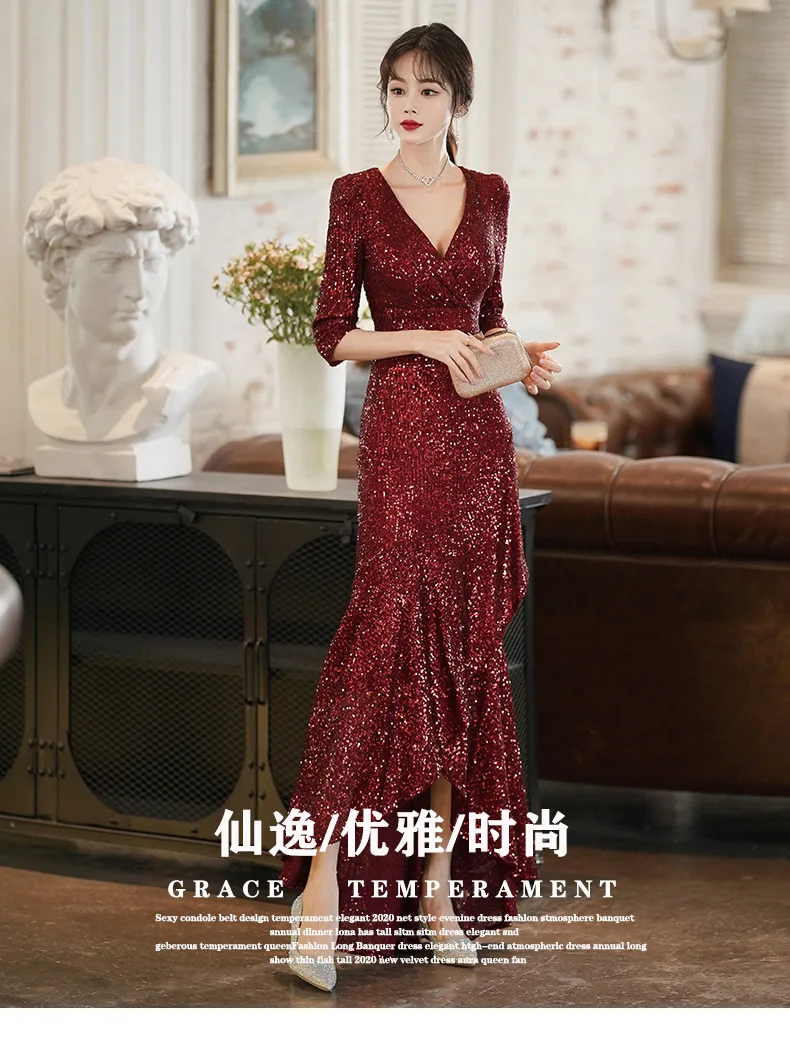 Crimson Majesty Fishtail Gown Style