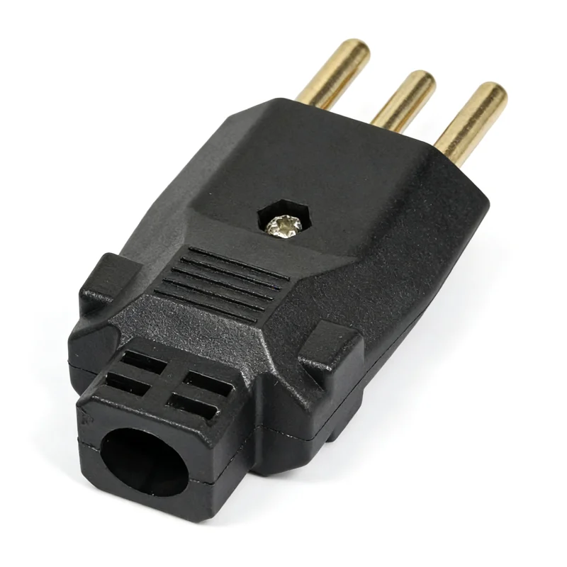 5pcs 검정색 구리 20A 250V 분리형 배선 플러그 브라질 표준 재배선 가능 전원 플러그 NBR 14136 전원 코드용 남성 커넥터
