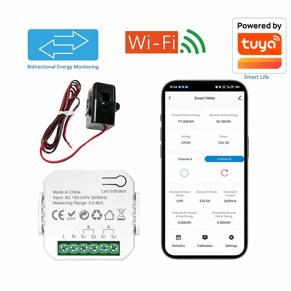 Smart Energy Monitor with WiFi Connectivity and App Integration