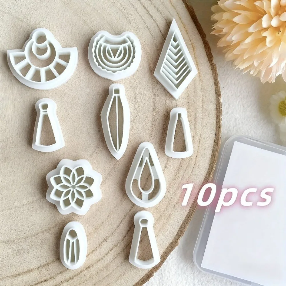 10개 보헤미안 태슬 폴리머 클레이 태슬 귀걸이 커터 기하학적 폴리머 클레이 몰드 DIY 귀걸이 쥬얼리 부드러운 도자기 도구