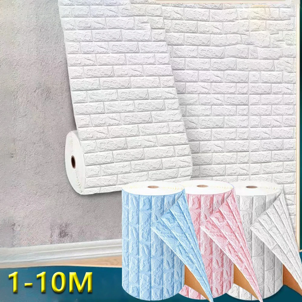 Brick Pattern Wall Sticker 70cmx1/2/3/5/10m Decoration PVC 3d Wallpaper Waterproof Wall Sticker for Children's Room Home Bedroom wall stickers,self adhesive wallpaper,vinyl wallpaper,peel and stick paper