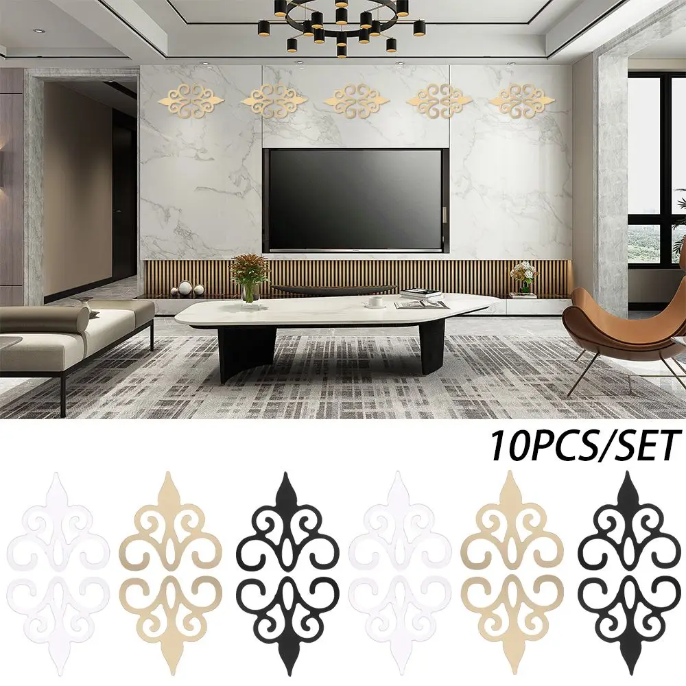 10PCS PVC Self-adhesive TV Background Home Decor Living Room Embellishment 3D Mural Flower Shape Decal Wallpaper Mirror Stickers