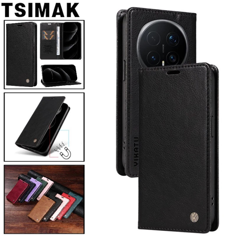 Leather Magnetic Flip Wallet Case with Card Holder