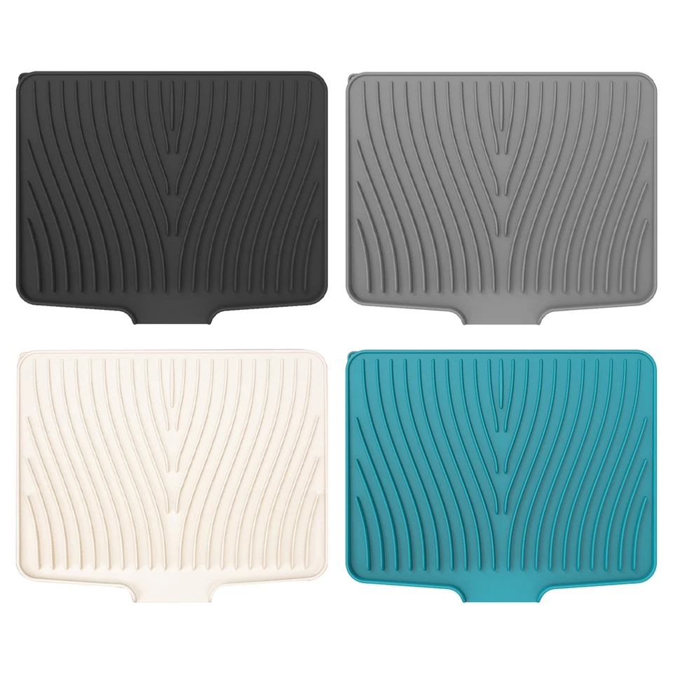 OSDUE Silicone Dish Drying Mats – 40x30CM Non Slip, Heat Resistant Draining Board Mat For Kitchen – Easy Clean – Grey