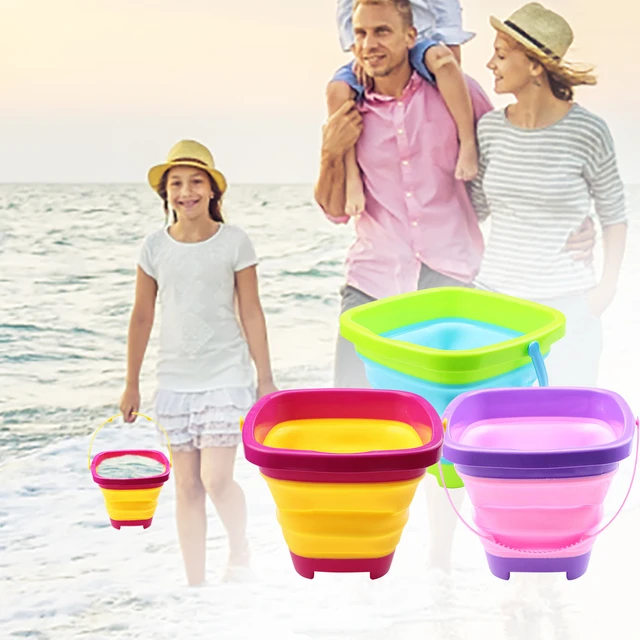 Children Foldable Pail Beach Bucket with Shovels Collapsible Bucket Camping  Gear Beach Party Camping Fishing Summer outdoor Game - AliExpress