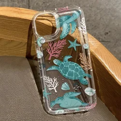 Summer Marine Animals Green Sea Turtle Clear Phone Case - iPhone 15 Plus (Clear - YYDSQN5275)