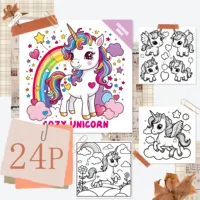 24 Pages Adult Coloring Book: Cute Unicorn Designs for Relaxation and Healing Moments - Perfect for Holiday Gatherings 2