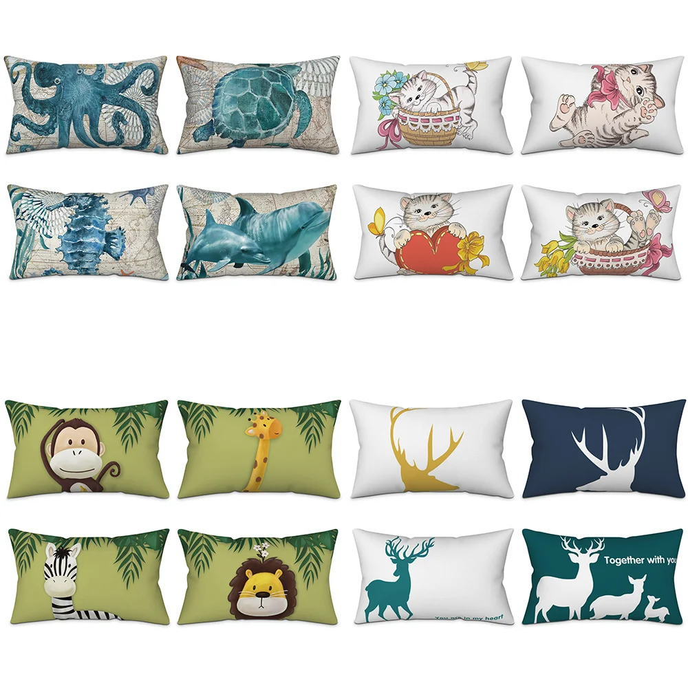 

Animals Print Pillows Case Decorative Rectangular Cushion Cover Pillowcase Car Sofa Bed Throw Pillow Covers 30x50CM