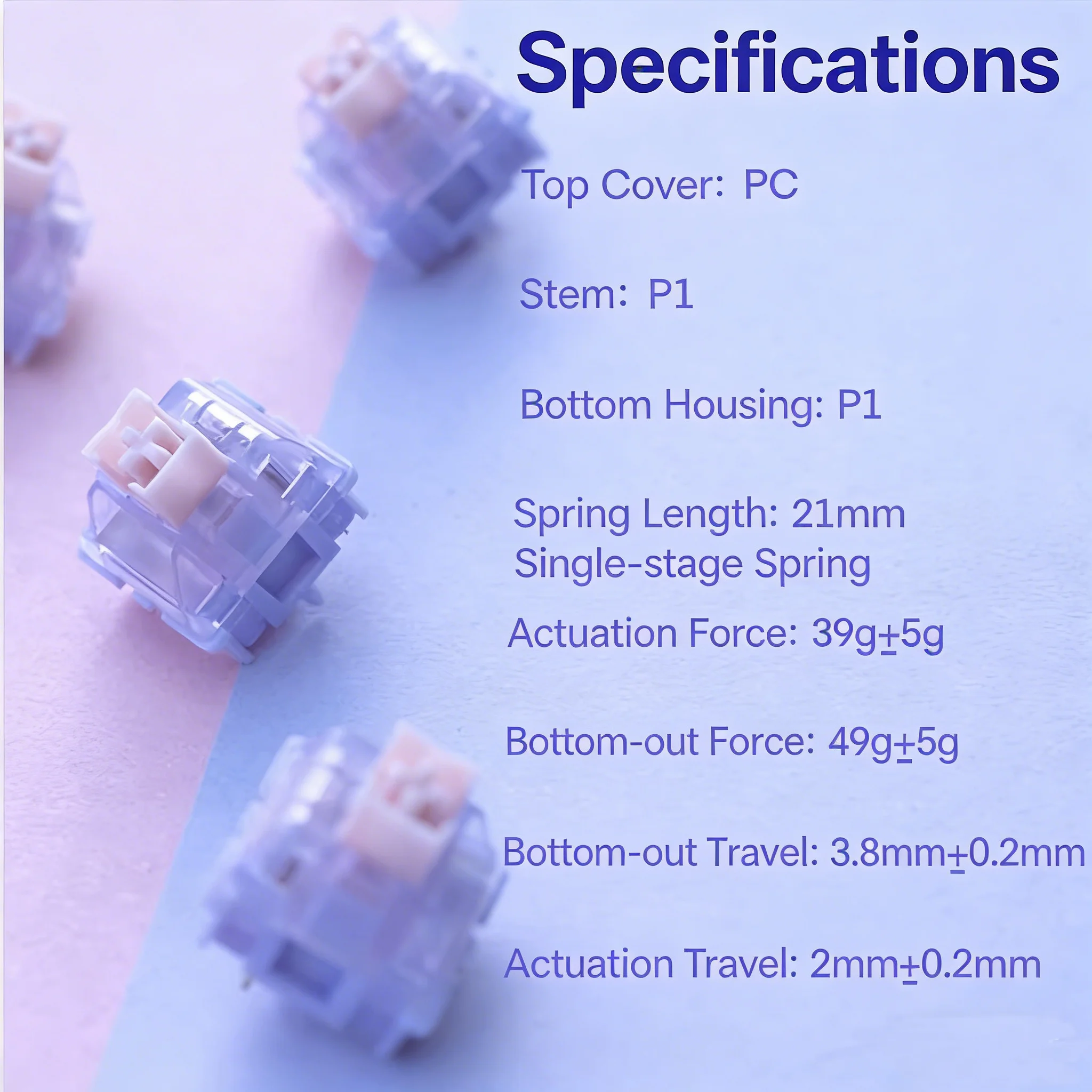 OUTEMU Jing Silent Linear Switch 5핀 39g P1 PC 기계식 키보드용 부드러운 죽 같은 소리 음소거 스위치 게임용 키보드