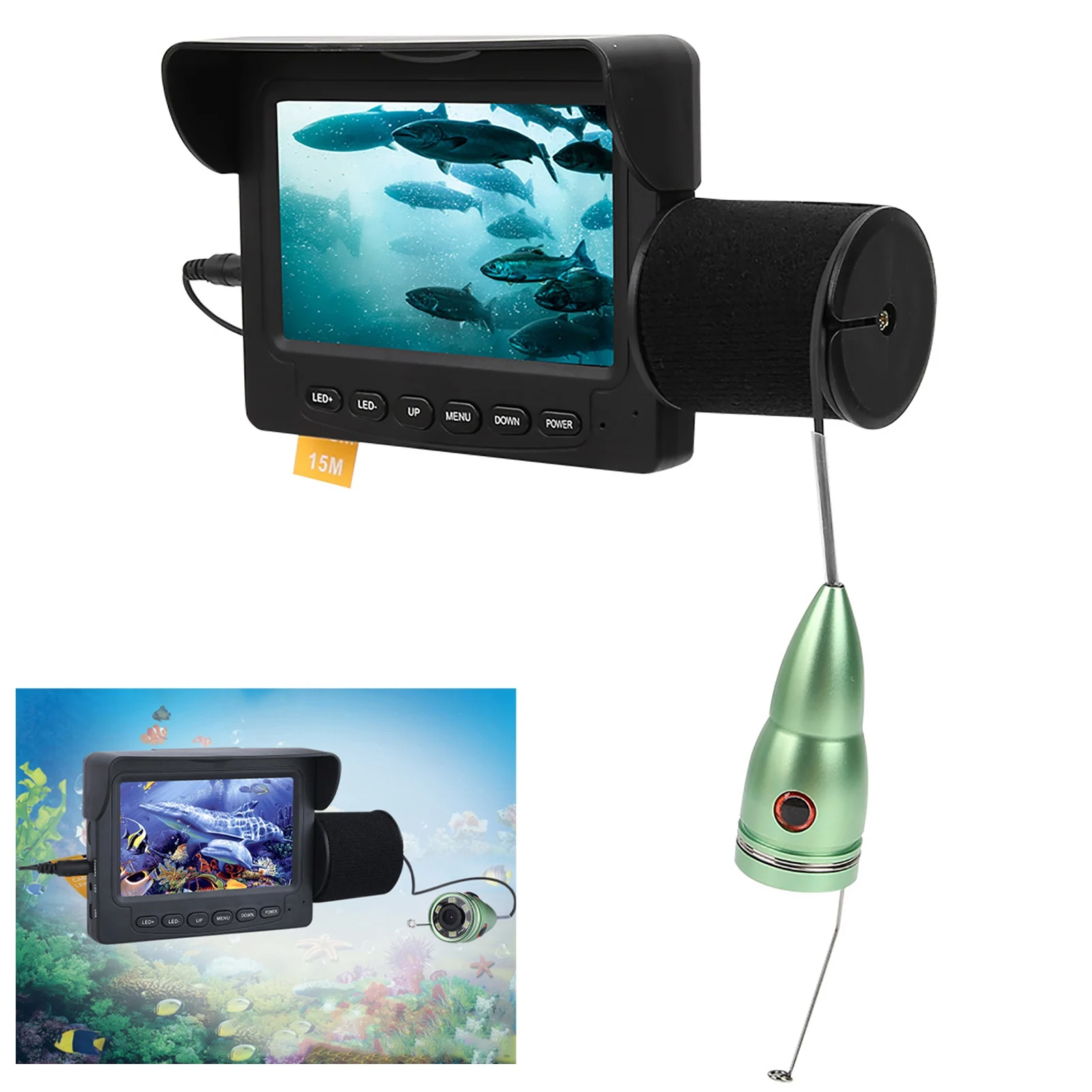 4.3" HD Colorful Underwater Visual Fish Finder Video Camera Fishing Kit CMOS Sensor (F008G‑15M‑IR) fish finder tool