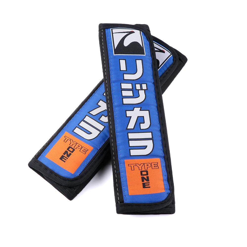 2pcs SPOON Sports JDM Style Suede Seat Belt Cover Soft Harness Pads Shoulder Pad, seat belt covers