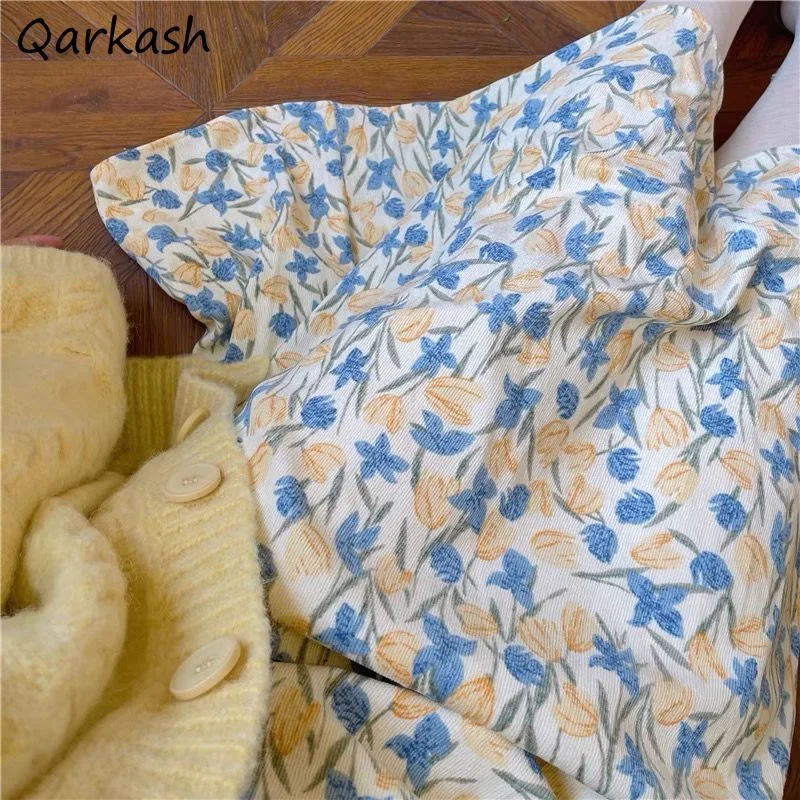 

Skirts Women Midi Preppy Style Tender Floral Empire Spring Mujer Sweet Faldas A-line Female Ulzzang College Soft All-match Girls