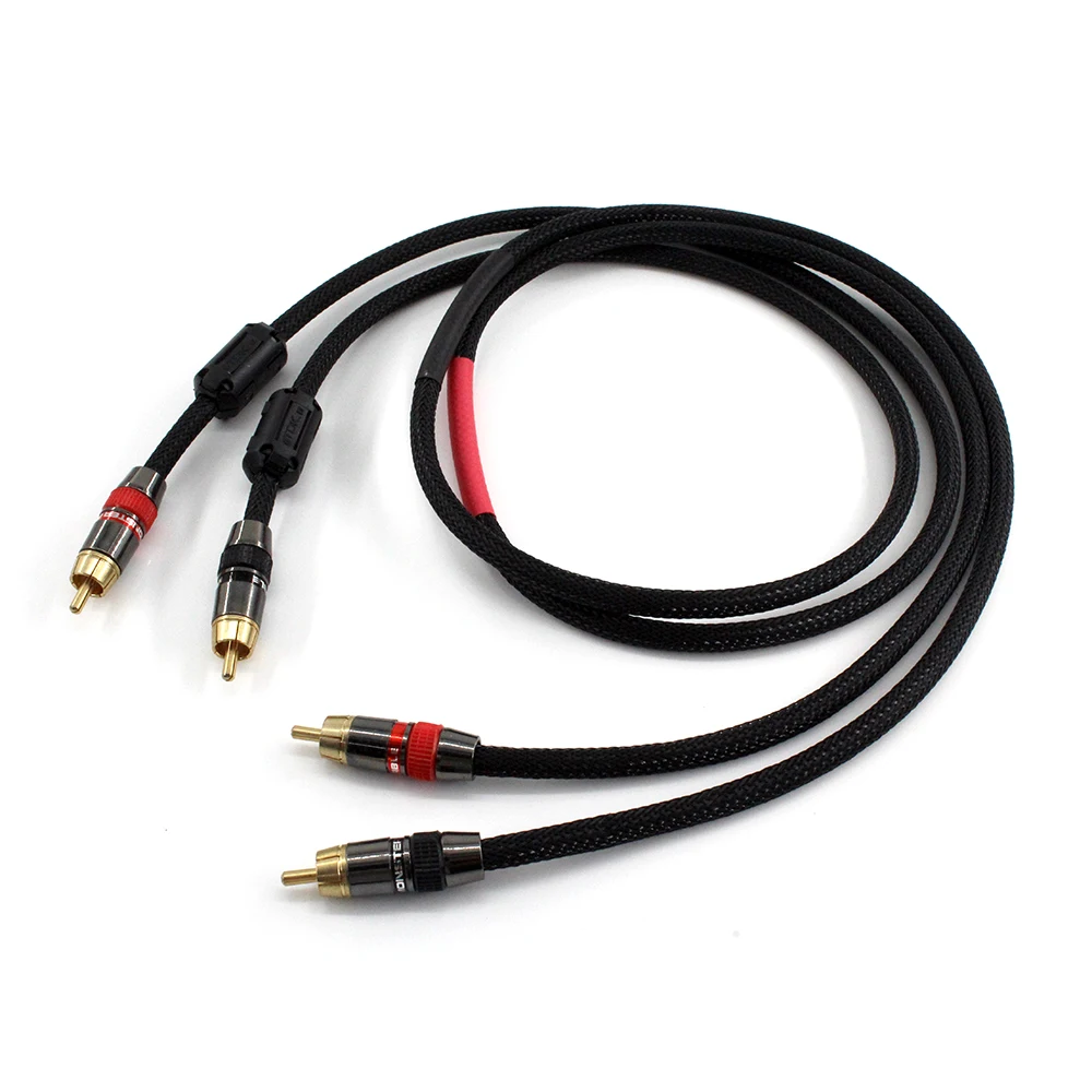 2pcs/pair HiFi RCA Cable Digital   CARNARE L-4E6S   Audio Cable W/ Dual Magnetic-Ring