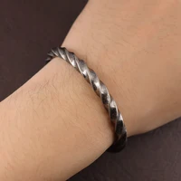 Stainless Steel Fashion Simple Bracelets Men's Vintage Twist Bracelet Unique Design Party Open Bangle Jewelry Gifts Never Fading 2
