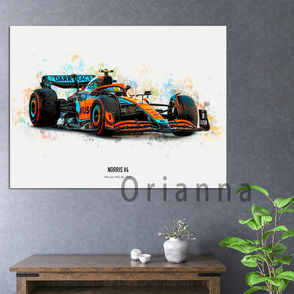 Norris 2022 Mclaren F1 Mcl36 Stampa Poster, Lando Norris Poster,Mclaren Poster,Car Poster,Wall Art Canvas Painting F1 Gift Decor