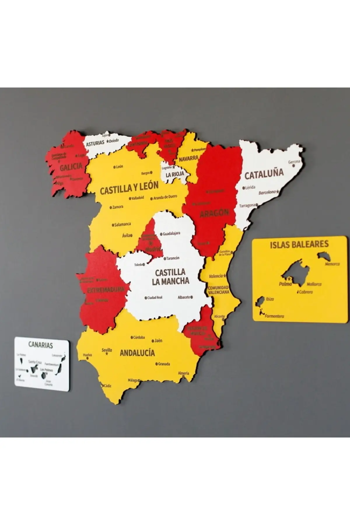 

3d Wooden Spain Map Multilayer Decorative Hotel Office Living Room Wooden Wall Decor Table Sign Pins Home Gift Art Posters