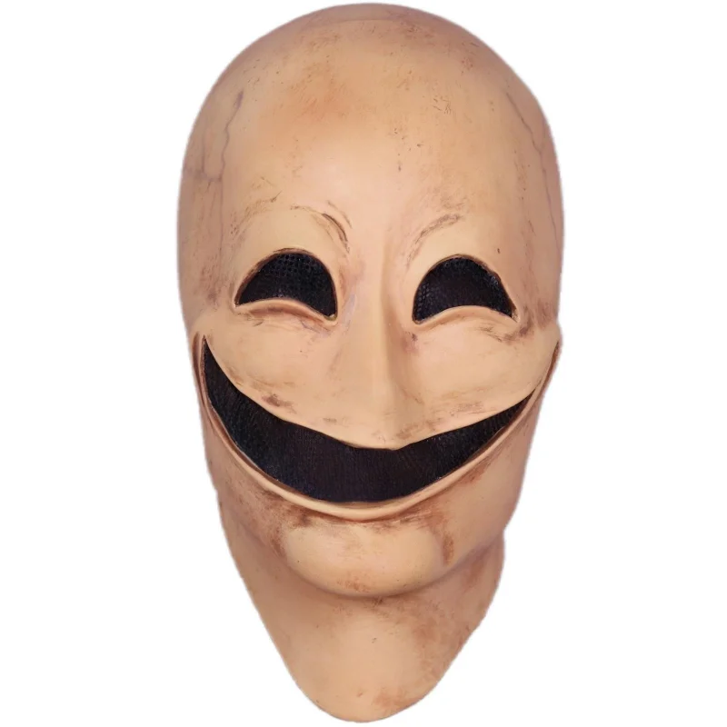 Horror Smile No Face Man Latex Mascara Head Cover Disguise Cosplay Scary Alien Helmet Halloween Costume Faceless Mask for Men masquerade mask,full face mask,half face mask