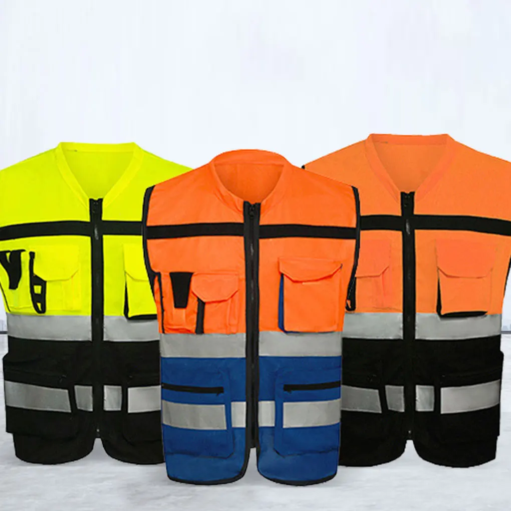 Reflective Vest High Visibility with Zip Cycling Construction Jacket