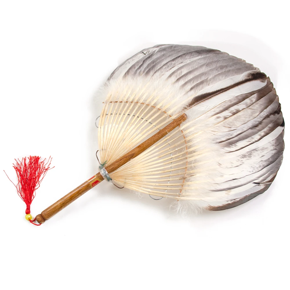 

1PCS New Wild Duck Feathers Circular Fan Decor Craft Silver Grey Plume Hand Fan Drama Stage Carnival Perform Festival Party prop