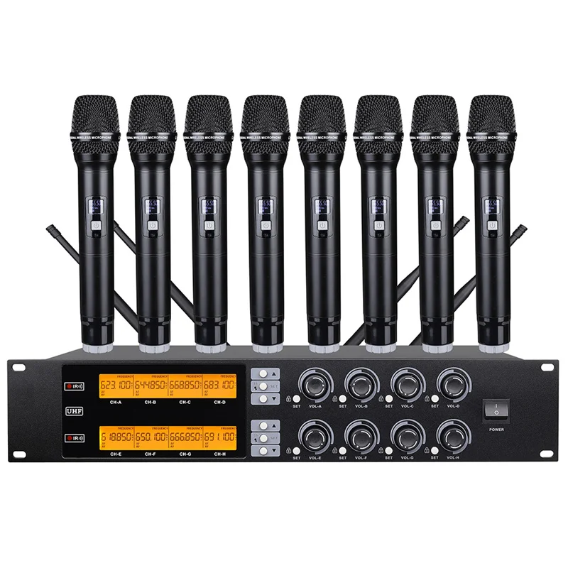 

Professional UHF wireless microphone 8-channel handheld, lavalier, head-mounted, conference microphone stage performance