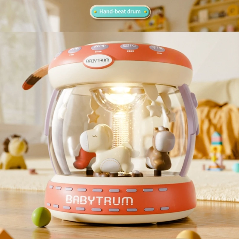 

Electronic Handdrum Baby Toy Led Rotating Projector Toy with Lullaby Toddler Soothing Toy Glowin The Dark Children Gift