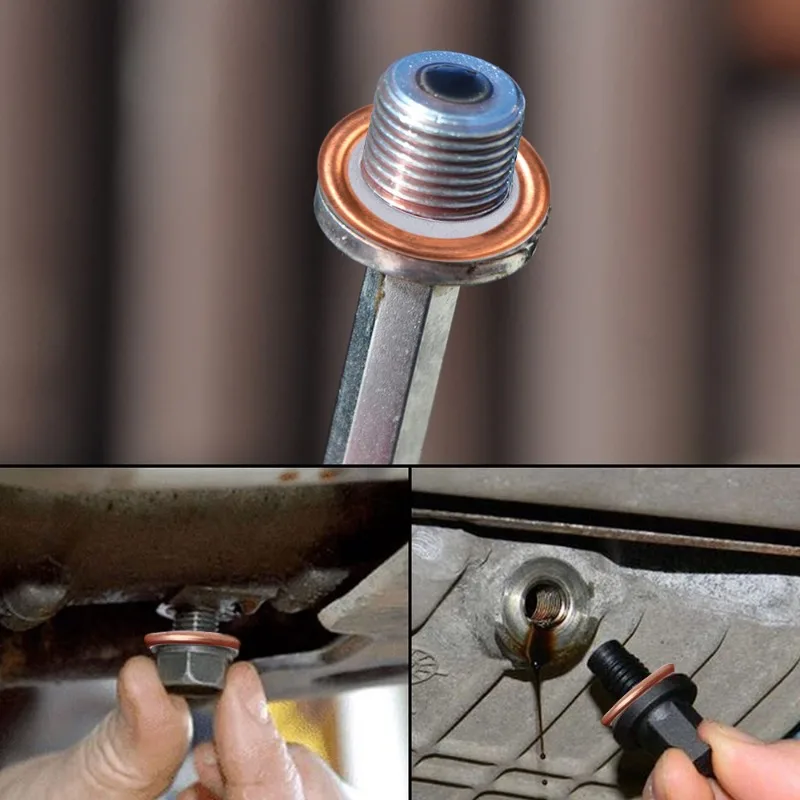 Oil Drain Plug Gasket Car Oil Pan Drain Gasket Drainage Bolt Pad Aluminum Copper Oil Drain Plug Gasket Replaceable Accessories for Volkswagen Audi
