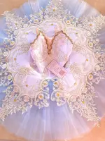 Light Blue Professional Ballet Tutu Lace Appliques Costumes For Adult Girls Dancing Children Ballerina Pleated Tutu Dress - Image 5