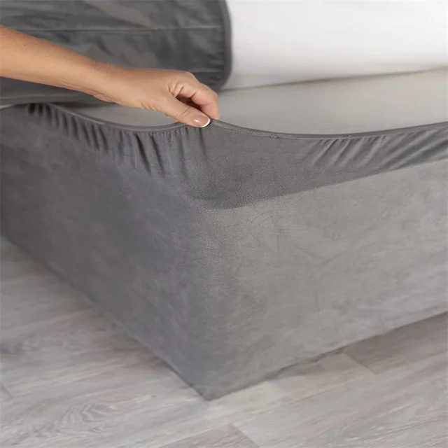 Excellente housse de base de lit de 19 pouces à bords extra profonds – Transforme une base de lit ou un divan d'apparence sobre en tissu de luxe en faux daim. 1
