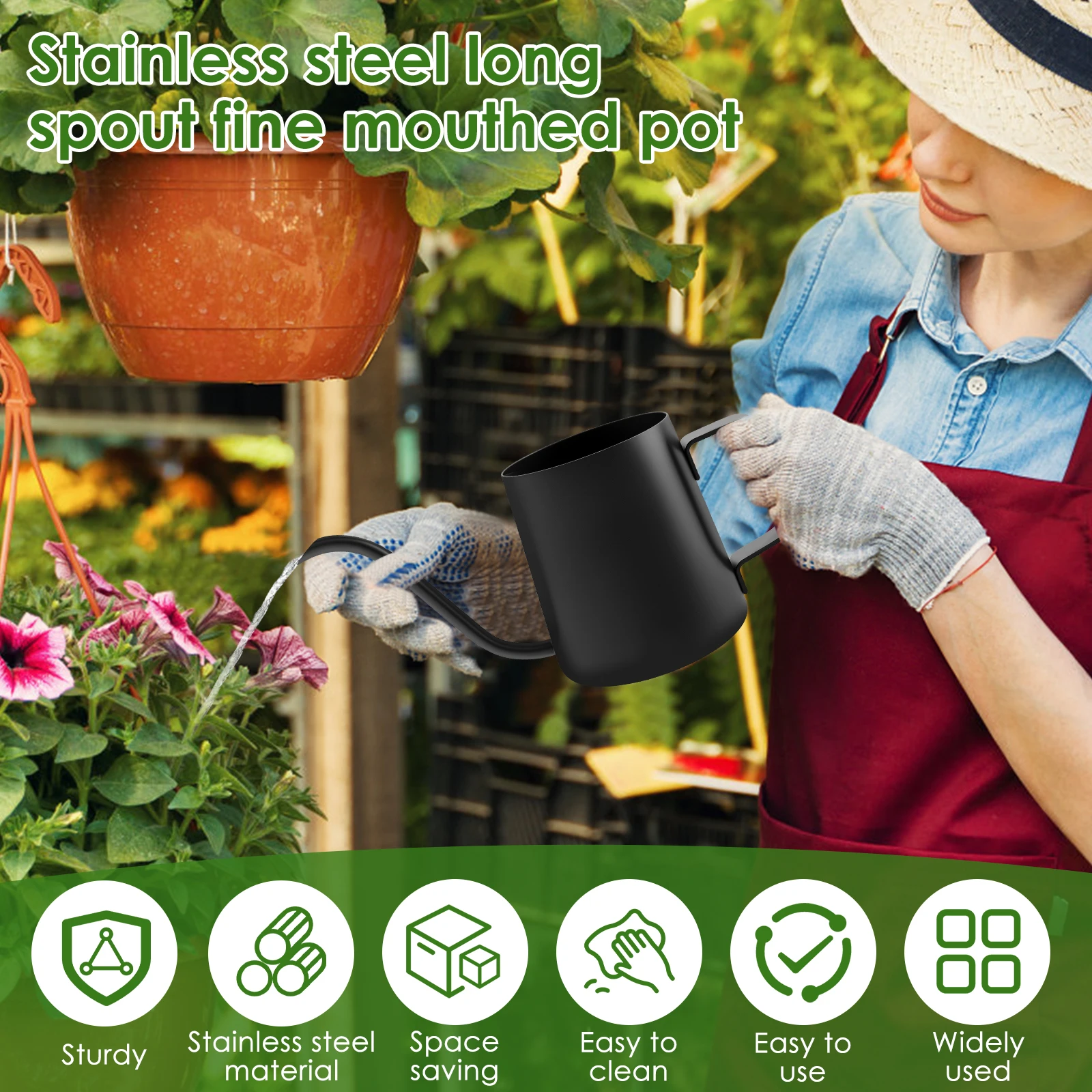 350ML Long Mouth Watering Can Flower Gardening Tool Nordic Style Garden Flower Pot for Indoor Outdoor Bonsai Plant Shower