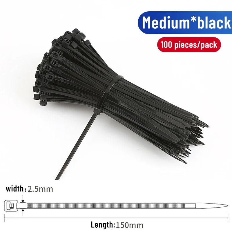 Cable Ties 100pcs Strong Self-Locking Nylon Plastic Cable Tie Buckle