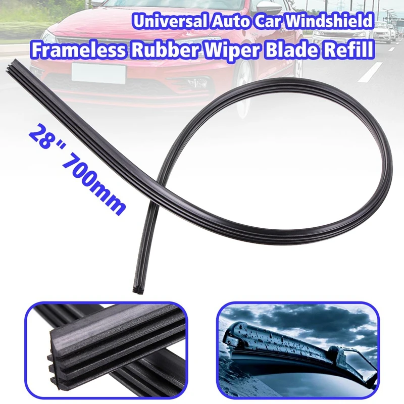 28" 700mm Car Rubber Frameless Windshield Wash Wiper Blade Universal