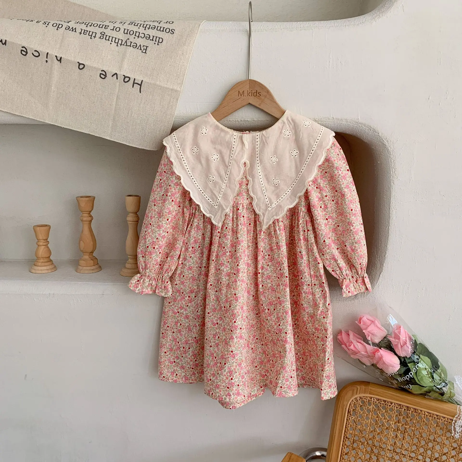

Children's Dress 2022 Autumn New Girl Baby Collar Floral Korean Spring Fashion Princess Dress