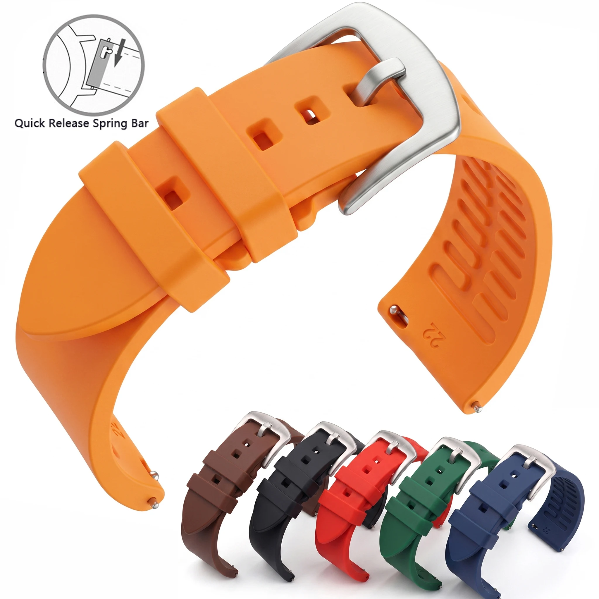 Premium Waterproof Silicone Sports Watch Band - Durable, Soft Rubber Strap Replacement
