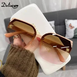 Fashion Square Half Frame INS Style Glasses Gradual Change Ocean Piece Big Frame Sunglasses