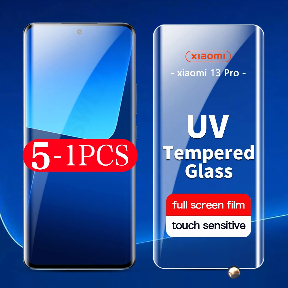 

5-1 шт. 9D полное покрытие УФ закаленное стекло для смартфона xiaomi 13 pro УФ-стекло защитная пленка прозрачная защита экрана телефона