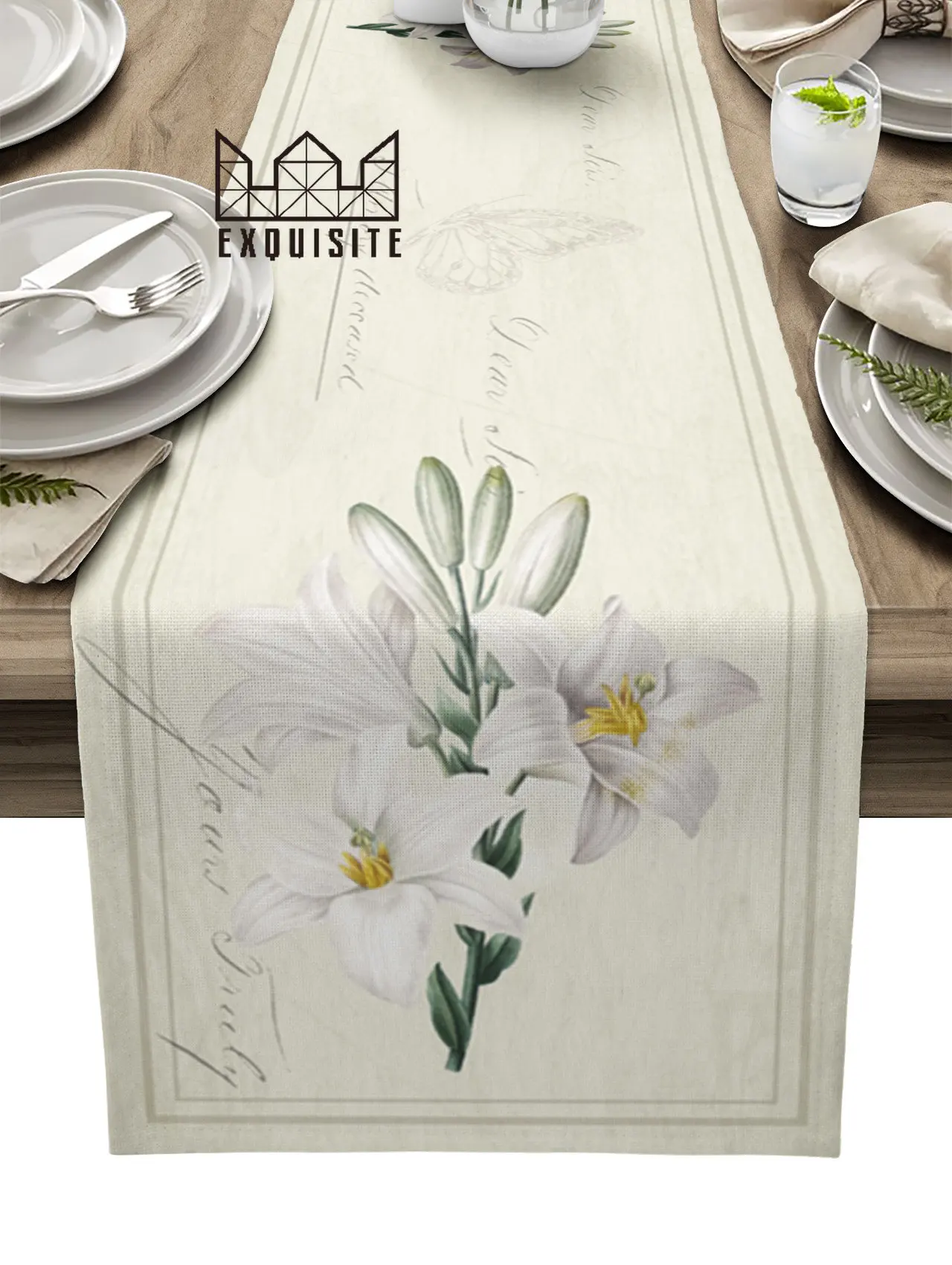 

Country Plants Lilies Table Runner Decoration Home Decor Dinner Table Decoration Table Decor