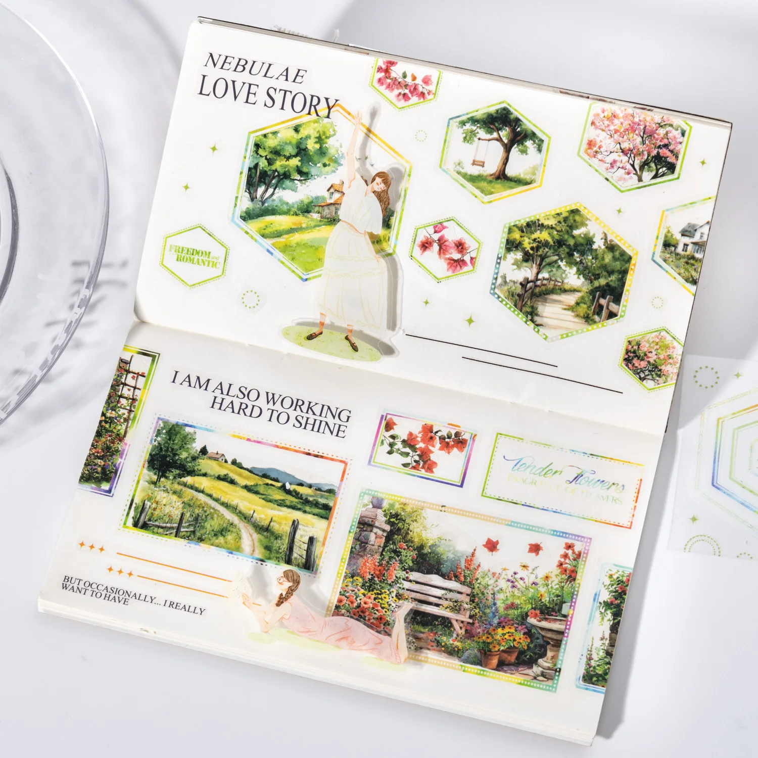 1롤 컬러풀 보더 테마 PET 프리컷 와시 테이프 스크랩북 저널 DIY 장식, 휴대폰 케이스 콜라주 스티커