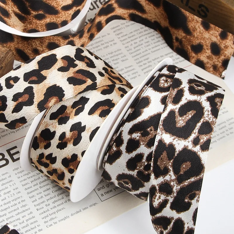 38mm 25mm Satin Silky Leopard Print Ribbon Handmade Crafts Materials Hair Bow Making Clip Gift Wrapping Clothing Accessory satin ribbons ribbon decoration ribbon supplies wrapping ribbon satin ribbon