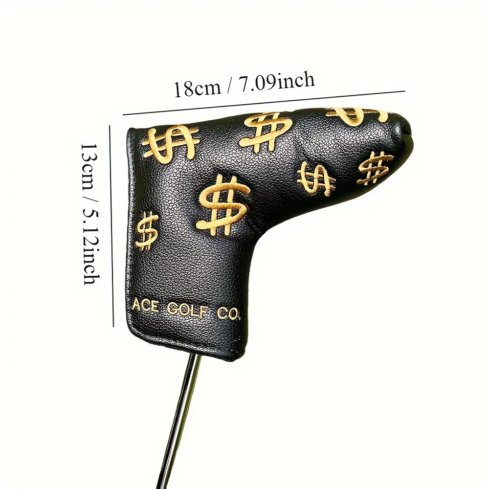 1pc Fashionable Embroidered Golf Putter Cover, Golf Club Head Covers With Dollar Design 6