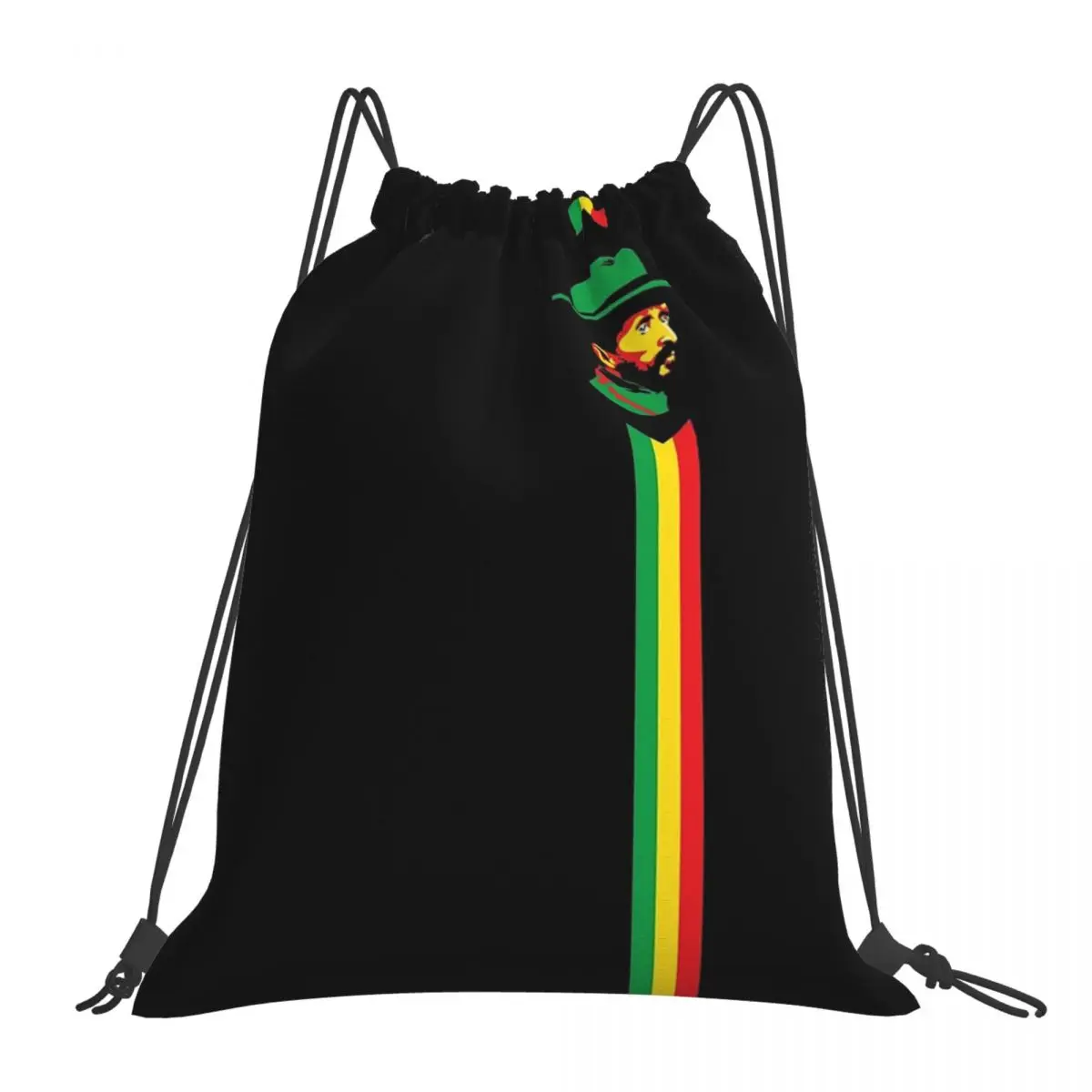 

Haile Selassie Illustration Backpacks Fashion Portable Drawstring Bags Drawstring Bundle Pocket Shoes Bag BookBag For Man Woman