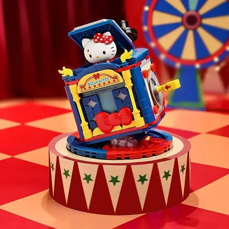 New Keeppley Sanrio Building Blocks Magic Circus Kawaii Kuromi Hello Kitty Pochacco Assembled Model Toy Christmas Gift