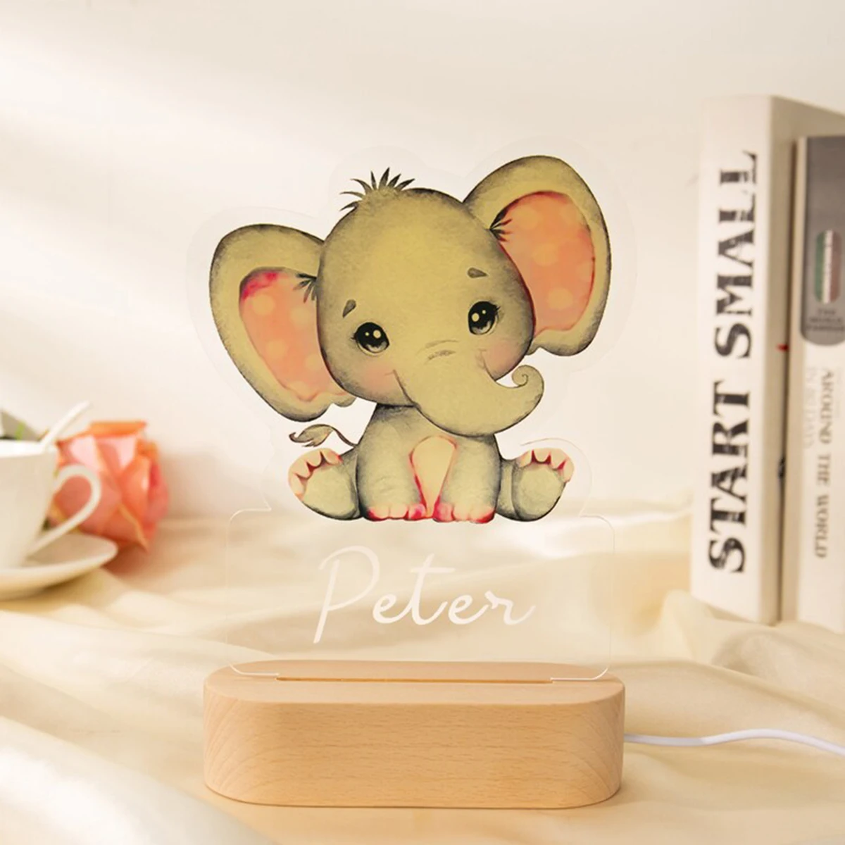 Lampe Murale Led Usb Personnalisée, Ours, Lune, Éléphant, Lapin, Veilleuse  Pour Chambre De Bébé, Décor De Chambre D'enfant, Nom, Date, Poids, Hauteur  - Mur Lampes - AliExpress