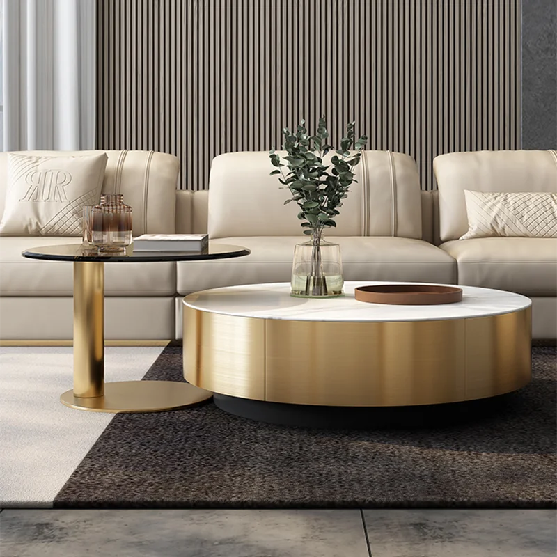 

Luxury Round Coffee Tables Center Floor Metal Living Room Designer Dining Coffee Tables Console Muebles Hogar Home Furniture