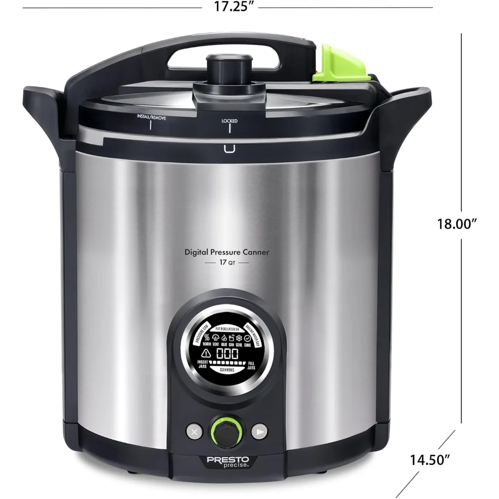 17-Quart Digital Pressure Canner-Digital Display, Waterbath Capable, 10 Built-In Safety Features, Recipe Book, Stainless Steel