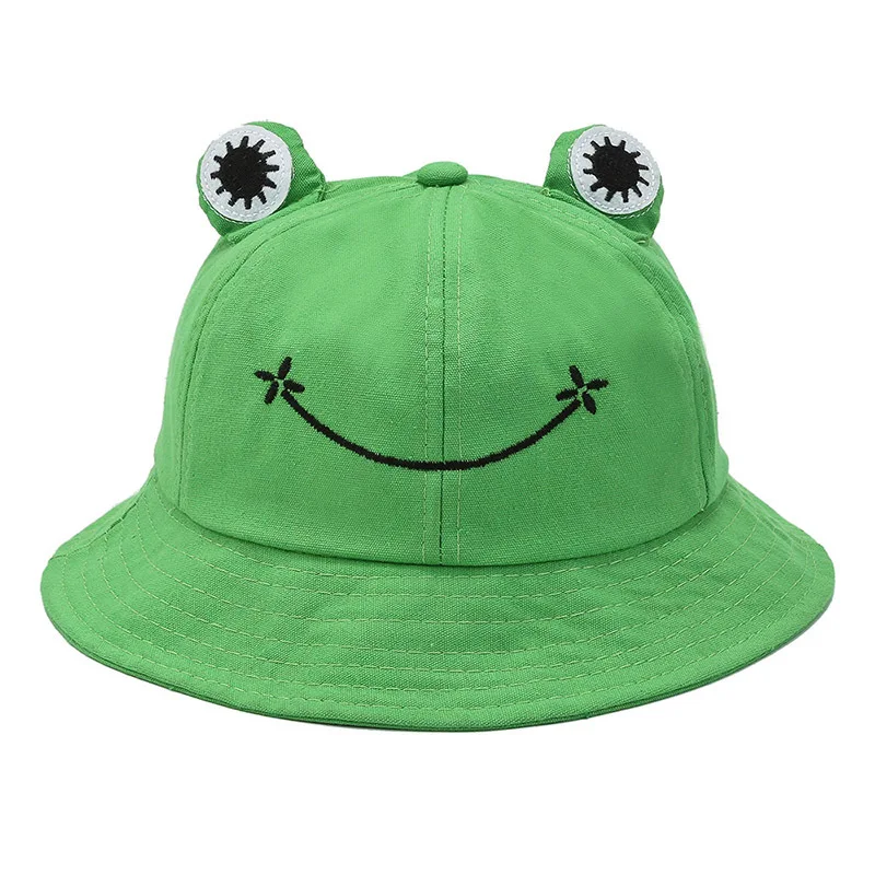 Frog Bucket Hat Women Summer Autumn Plain Female Panama Beach Fishing Hiking Fisherman Cap Sunscreen Women Sunhat Bob Grenouille