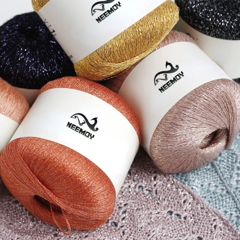 Gold Silver Mercerized Cotton Wool Summer Silk Mercerized Yarn Special Sequin Yarn Diy Hand Woven Rag Doll Knitting Wool Blanket