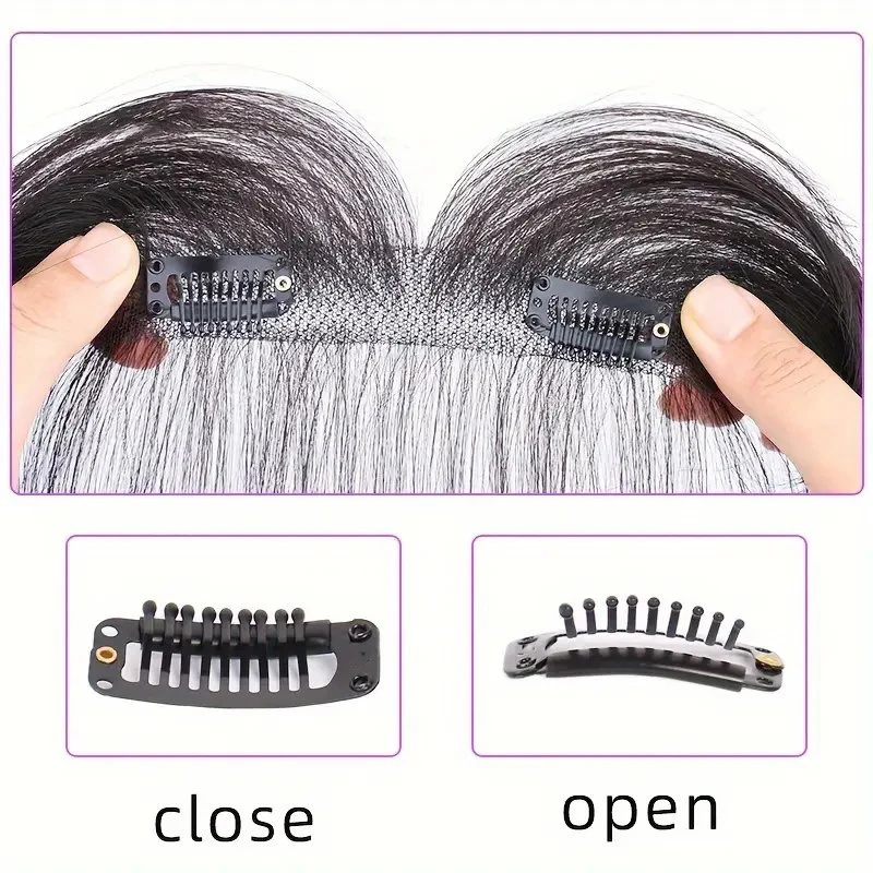 100% Real Human Hair Straight Hair Full Hand Crochet Bangs Wig Universal for All Types and Skin Colors