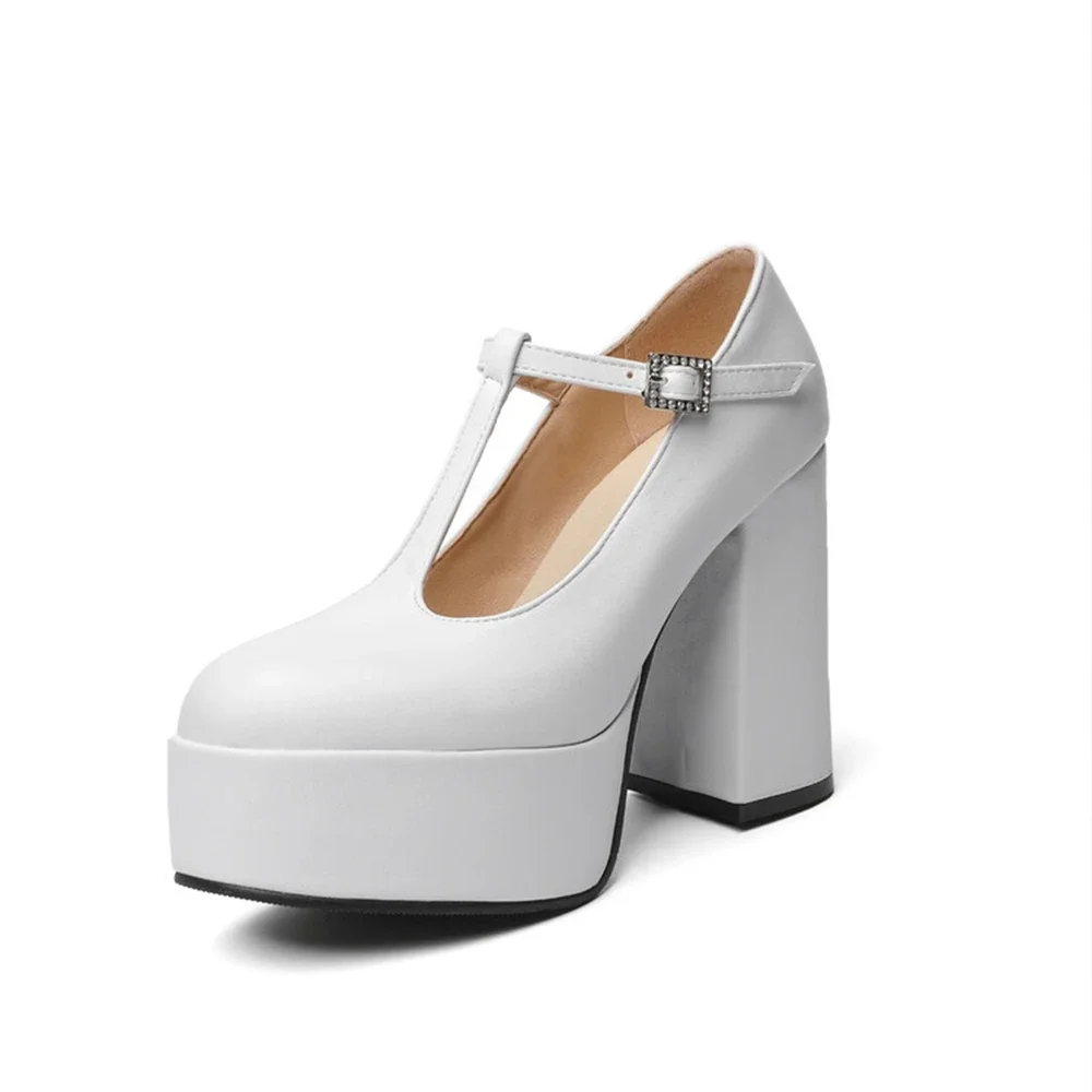 

Zapatos De Mujer Platform High Heels Party Wedding Bride Shoes for Women Pumps Buckle Strap Elegant Fashion Big Size 43 C23-35