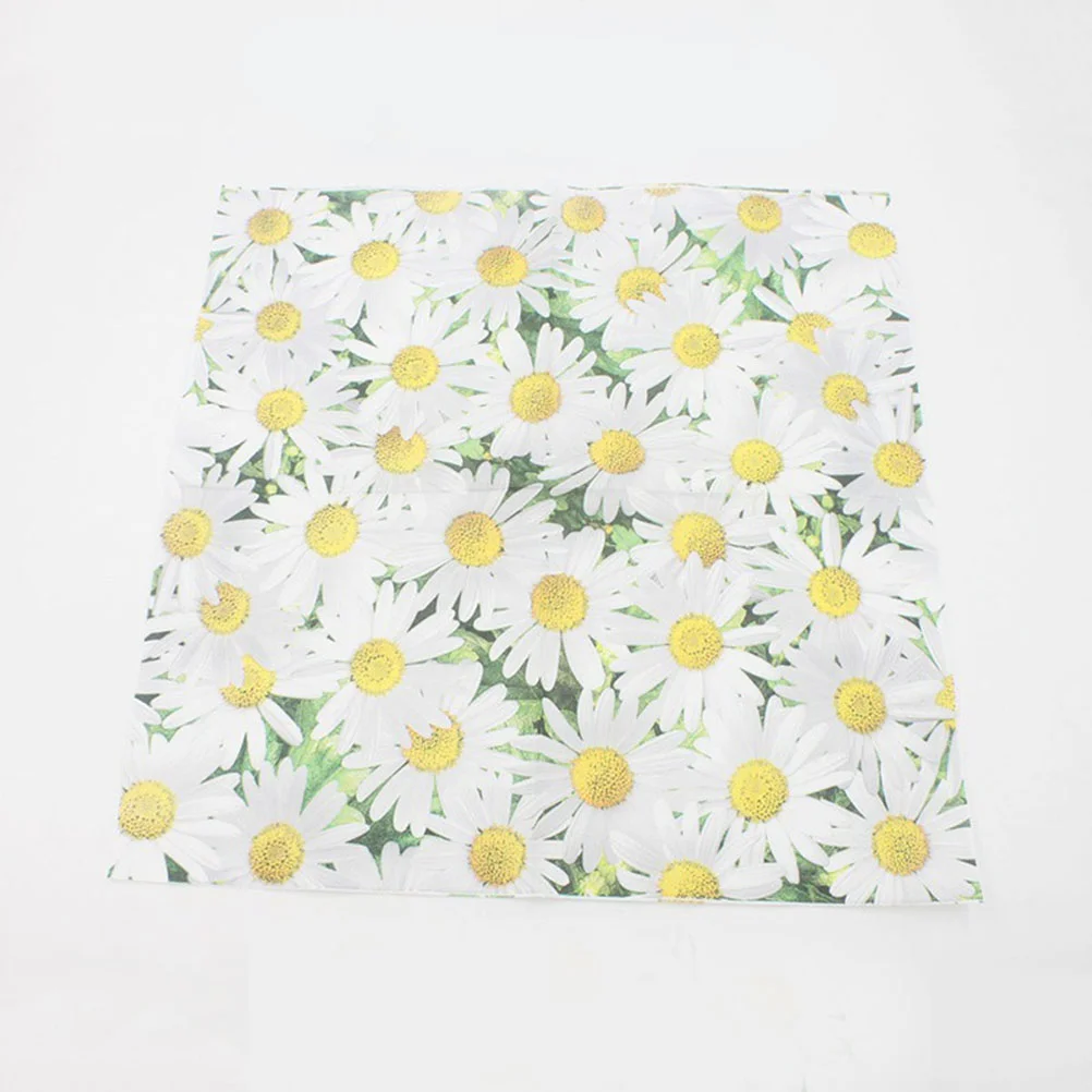 Daisy Printed Napkins Disposable Tissue Paper Serviettes Banquet Party Supplies Virgin Wood Pulp Material 20pcs